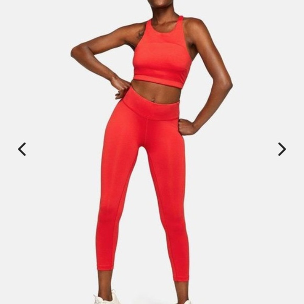 Outdoor Voices Leggings and Crop Top Set Red